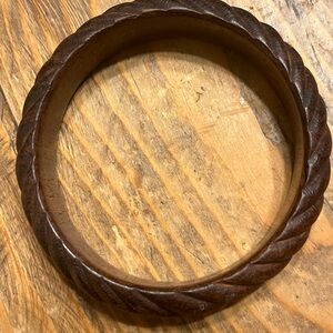 Brown Carved Wooden Bangle